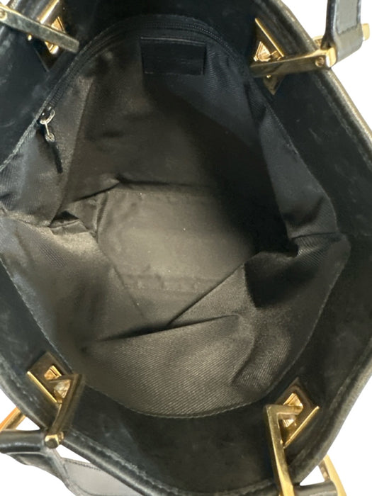 Gucci Black & Beige Canvas & Leather Guccissima Shoulder Tote Bag Bag Black & Beige / Small