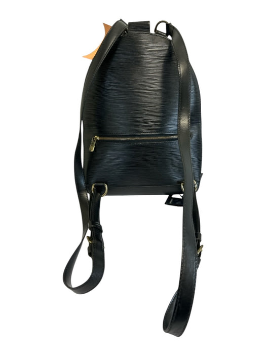 Louis Vuitton Black Epi Leather Backpack Front Pocket Brass Hardware Bag Black / S/M
