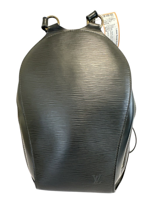 Louis Vuitton Black Epi Leather Backpack Front Pocket Brass Hardware Bag Black / S/M