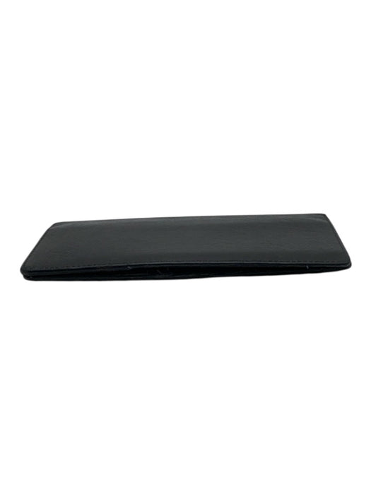 Louis Vuitton Black Leather Bi-Fold Card Holder Slim Wallets Black