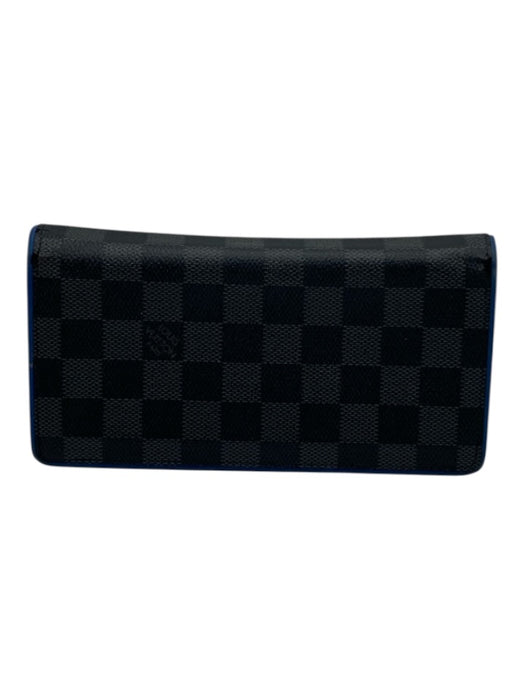 Louis Vuitton Black & Gray Coated Canvas Damier Graphite Blue Interior Wallets Black & Gray