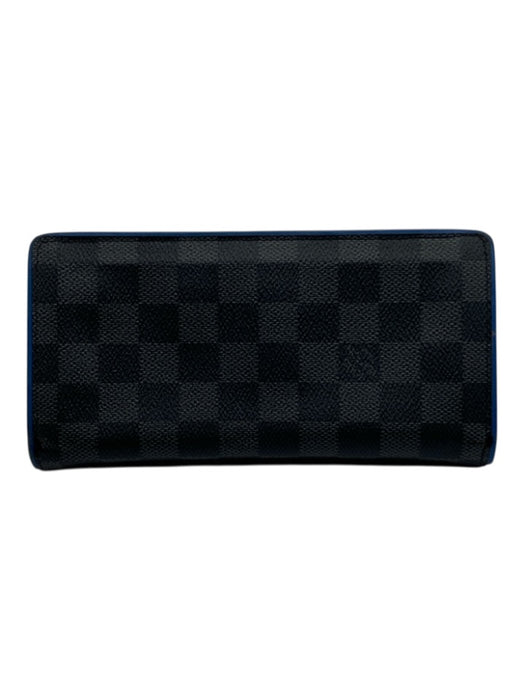 Louis Vuitton Black & Gray Coated Canvas Damier Graphite Blue Interior Wallets Black & Gray