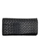 Bottega Veneta Dark Brown Leather Intrecciato Weave Bi- Fold Slim Long Wallets Dark Brown