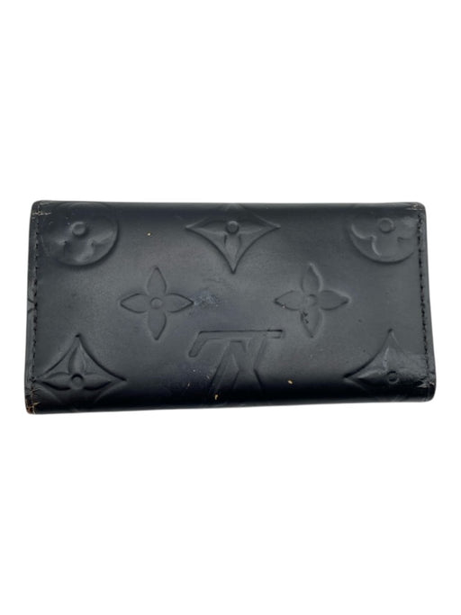 Louis Vuitton Black Leather Monogram tri-fold Key Holder Organizer Keychain Black