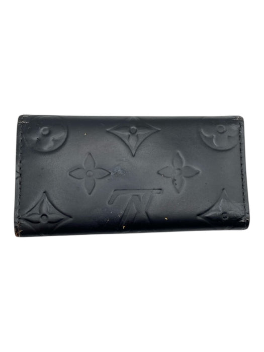 Louis Vuitton Black Leather Monogram tri-fold Key Holder Organizer Keychain Black