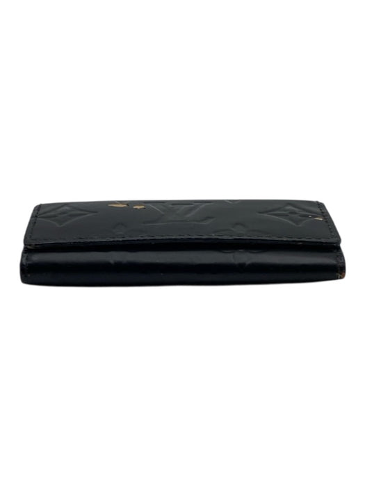 Louis Vuitton Black Leather Monogram tri-fold Key Holder Organizer Keychain Black
