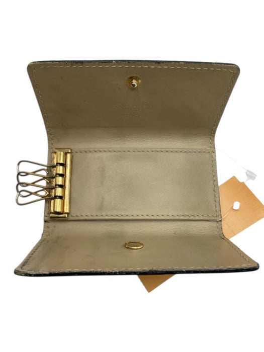 Louis Vuitton Black Leather Monogram tri-fold Key Holder Organizer Keychain Black