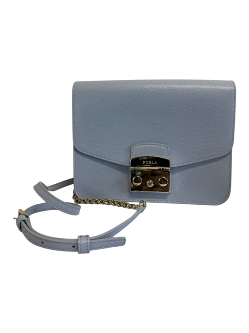 Furla Sky Blue Leather Coated Silver Hardware Chain Crossback Bag Sky Blue / XS