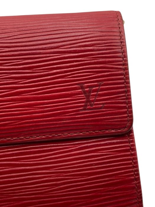 Louis Vuitton Red Leather Epi Snap Continental Vintage Wallets Red
