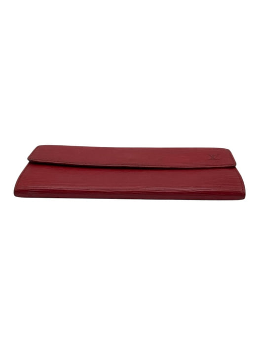 Louis Vuitton Red Leather Epi Snap Continental Vintage Wallets Red