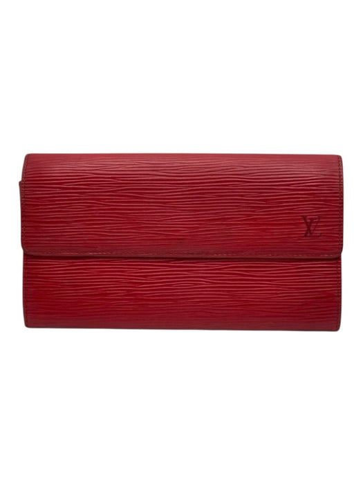 Louis Vuitton Red Leather Epi Snap Continental Vintage Wallets Red