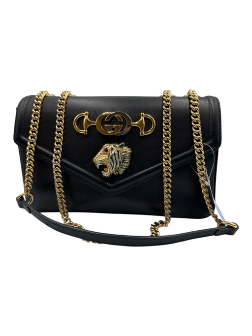 Gucci Black Leather Gold hardware Tiger Chain Bag Black / Small
