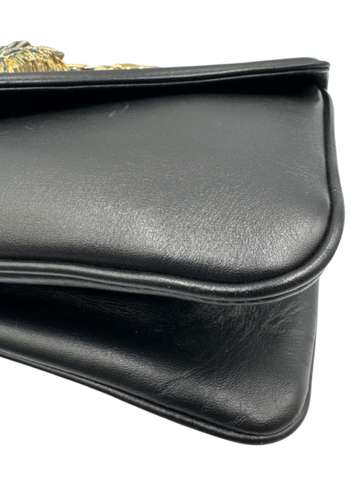 Gucci Black Leather Gold hardware Tiger Chain Bag Black / Small