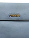 Prada Light Blue Leather Coated Logo GHW Long Wallet Wallets Light Blue