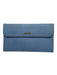 Prada Light Blue Leather Coated Logo GHW Long Wallet Wallets Light Blue