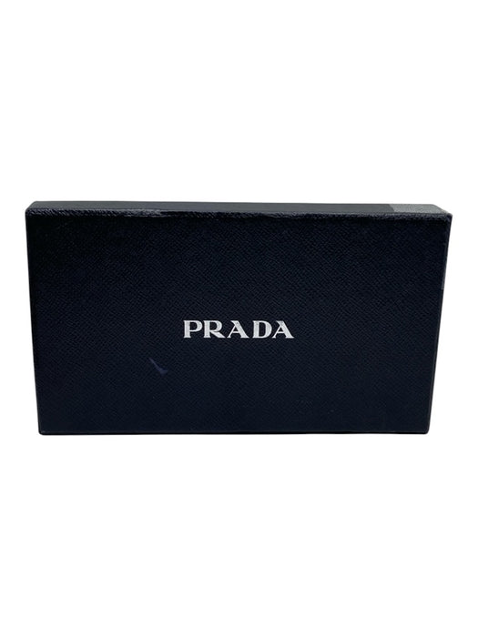 Prada Light Blue Leather Coated Logo GHW Long Wallet Wallets Light Blue