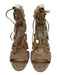 Jimmy Choo Shoe Size 37.5 Taupe Beige Suede Lace Up Heel Peep Toe Sandals Taupe Beige / 37.5