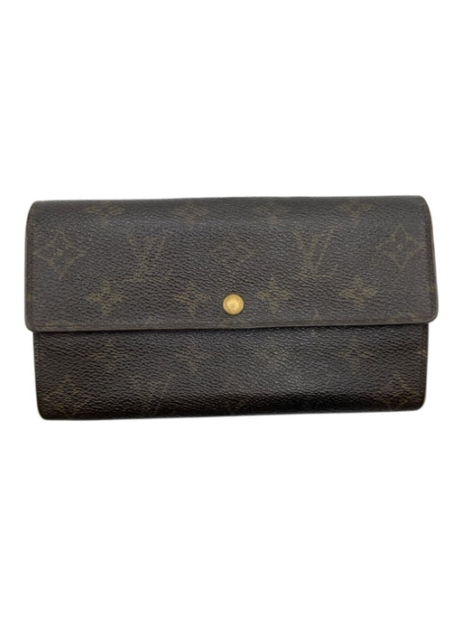 Louis Vuitton Brown Print Coated Canvas Monogram Snap Continental Wallets Brown Print