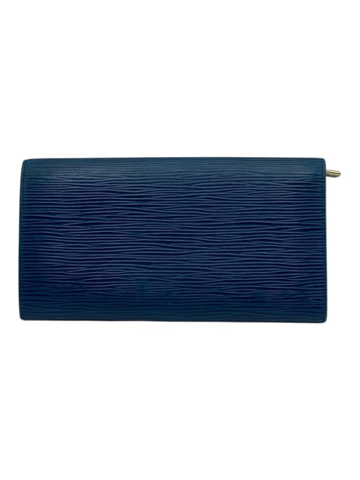 Louis Vuitton Blue Leather Epi Leather Snap Continental Vintage Wallets Blue
