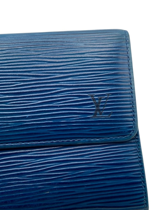 Louis Vuitton Blue Leather Epi Leather Snap Continental Vintage Wallets Blue