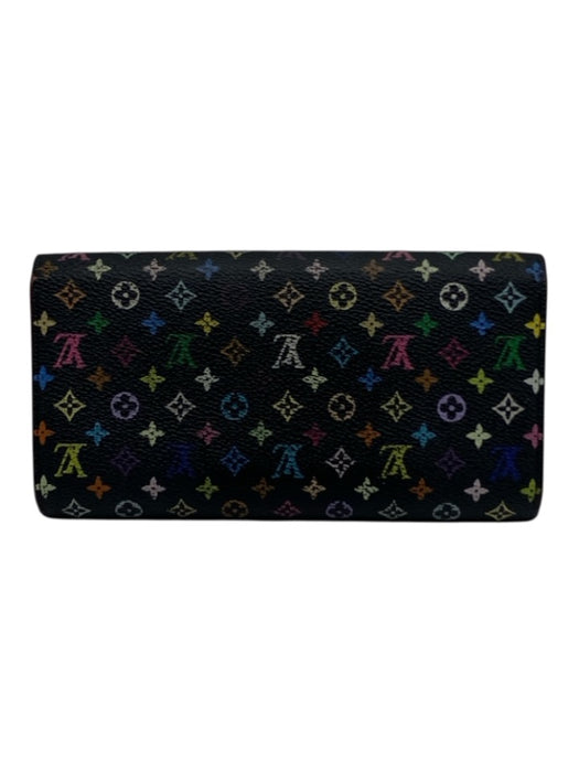 Louis Vuitton Black & Multi Coated Canvas Monogram Snap Continental Wallets Black & Multi