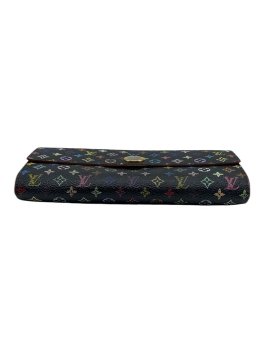 Louis Vuitton Black & Multi Coated Canvas Monogram Snap Continental Wallets Black & Multi