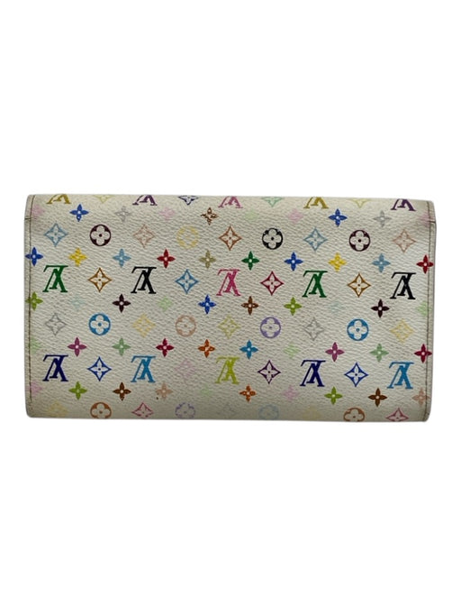 Louis Vuitton White & Multi Coated Canvas Monogram Snap Continental Wallets White & Multi