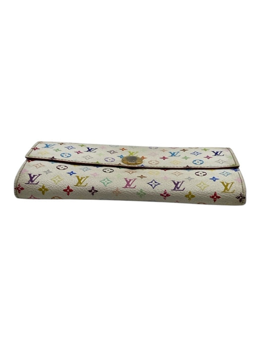 Louis Vuitton White & Multi Coated Canvas Monogram Snap Continental Wallets White & Multi