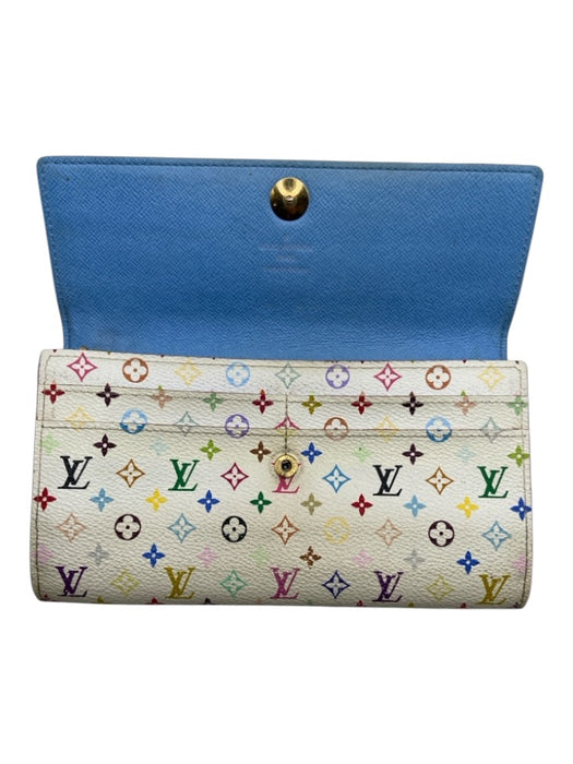 Louis Vuitton White & Multi Coated Canvas Monogram Snap Continental Wallets White & Multi