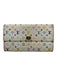 Louis Vuitton White & Multi Coated Canvas Monogram Snap Continental Wallets White & Multi
