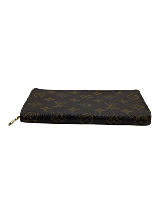 Louis Vuitton Brown Print Coated Canvas Monogram Zip Around Continental Wallets Brown Print