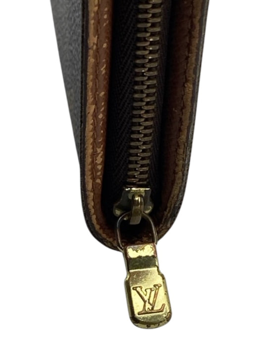 Louis Vuitton Brown Print Coated Canvas Monogram Zip Around Continental Wallets Brown Print
