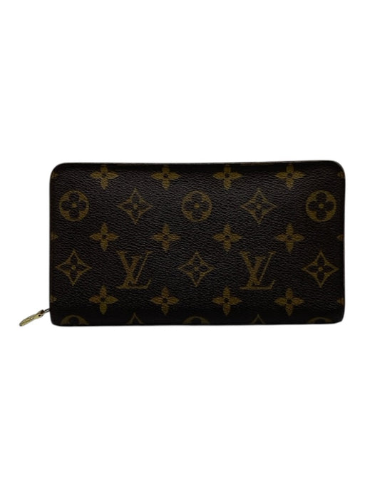 Louis Vuitton Brown Print Coated Canvas Monogram Zip Around Continental Wallets Brown Print