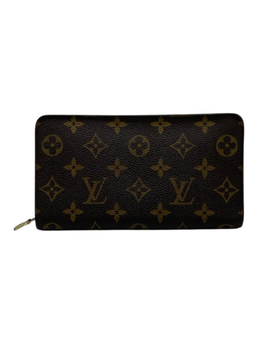 Louis Vuitton Brown Print Coated Canvas Monogram Zip Around Continental Wallets Brown Print