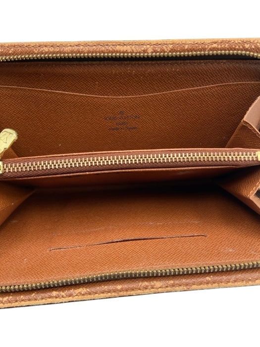 Louis Vuitton Brown Print Coated Canvas Monogram Zip Around Continental Wallets Brown Print