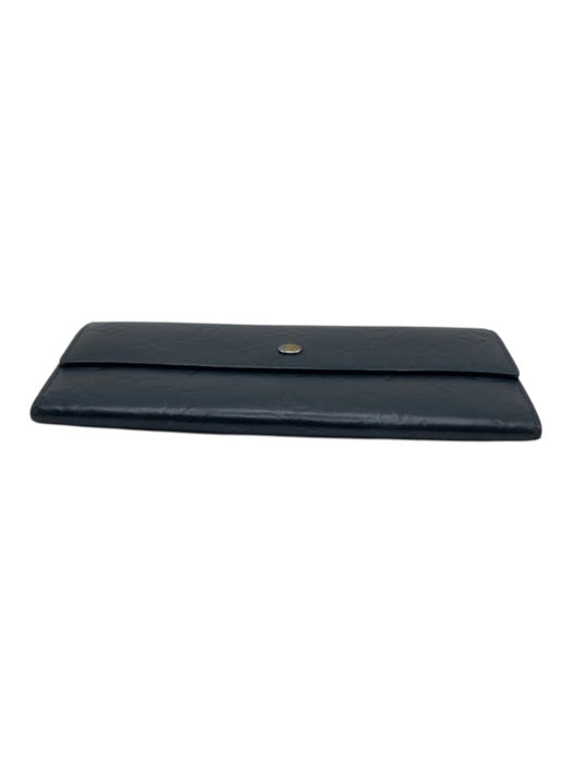 Louis Vuitton Navy Leather Vernis Monogram Empreinte Continental Vintage Wallets Navy