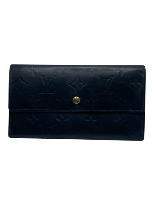 Louis Vuitton Navy Leather Vernis Monogram Empreinte Continental Vintage Wallets Navy