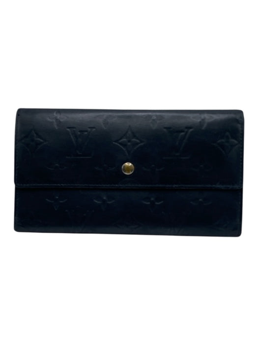 Louis Vuitton Navy Leather Vernis Monogram Empreinte Continental Vintage Wallets Navy