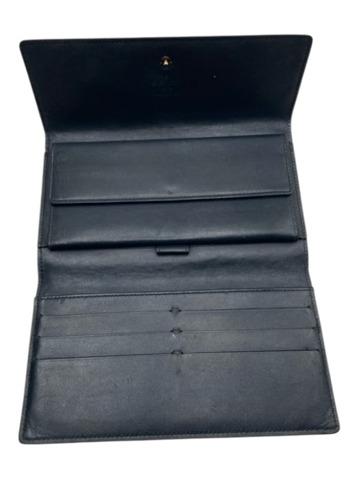 Louis Vuitton Navy Leather Vernis Monogram Empreinte Continental Vintage Wallets Navy