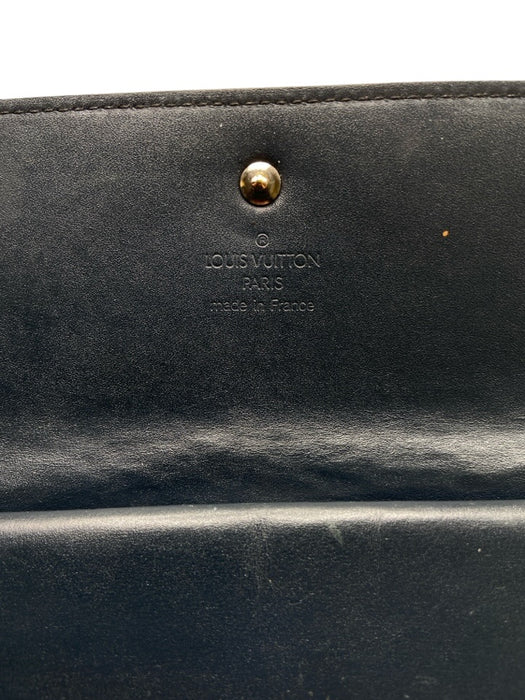 Louis Vuitton Navy Leather Vernis Monogram Empreinte Continental Vintage Wallets Navy
