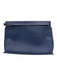 Loewe Navy Coated Leather Zipper Logo Pouch Clutch Navy