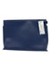 Loewe Navy Coated Leather Zipper Logo Pouch Clutch Navy