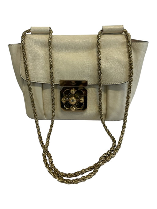Chloe Cream Leather Gold hardware Chain Crossbody Bag Cream / XS