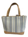 Burberry Cream & Blue Canvas Tan Strap Leather Strap Tote Zipper Bag Cream & Blue / Small