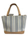 Burberry Cream & Blue Canvas Tan Strap Leather Strap Tote Zipper Bag Cream & Blue / Small