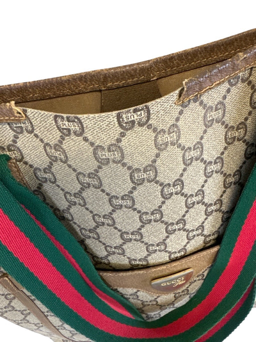 Gucci Beige, Red, Green Coated Canvas GG Supreme Web Tote Vintage Bag Beige, Red, Green / M/L