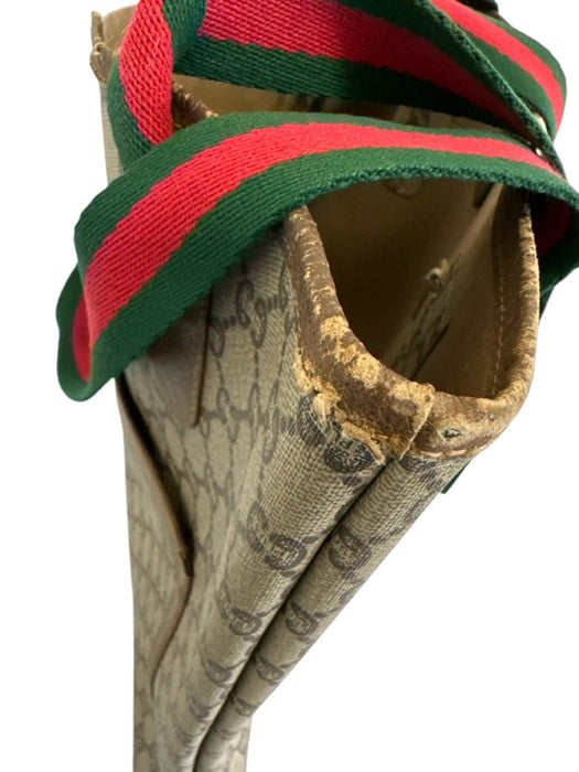Gucci Beige, Red, Green Coated Canvas GG Supreme Web Tote Vintage Bag Beige, Red, Green / M/L