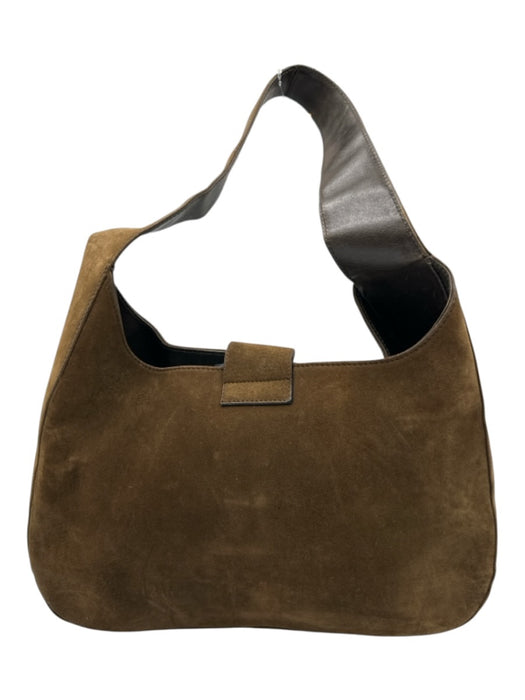 Ferragamo Brown Suede Silver Hardware Shoulder Bag Vintage Bag Brown / Small