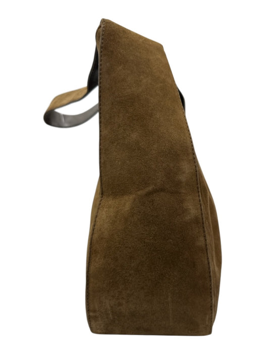 Ferragamo Brown Suede Silver Hardware Shoulder Bag Vintage Bag Brown / Small