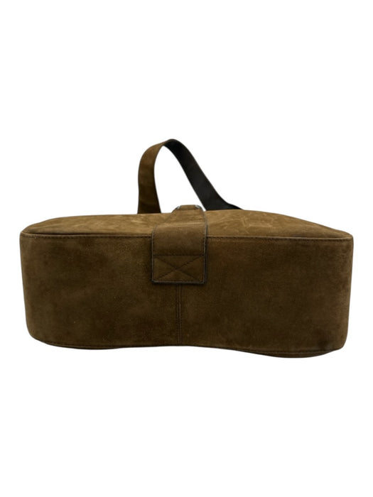 Ferragamo Brown Suede Silver Hardware Shoulder Bag Vintage Bag Brown / Small
